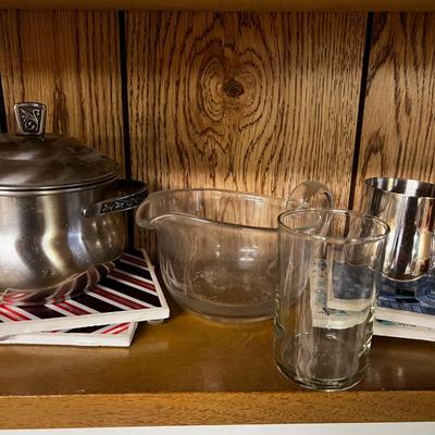 Small lot of Kitchen Stainless Steel, Pewter & Glass 