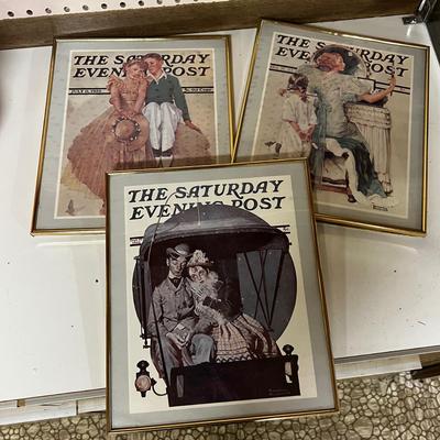 3 Saturday Evening Post Covers Framed