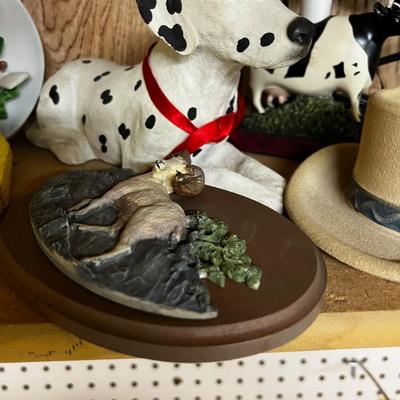 Wood Lot of Dolphins, Cow Lamp and Dalmatian. 