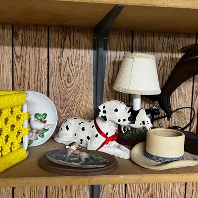 Wood Lot of Dolphins, Cow Lamp and Dalmatian. 