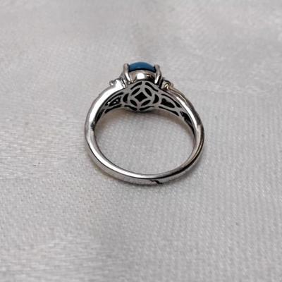 Vintage STS Sleeping Beauty Turquoise and Tanzanites 925 Ring Size 7