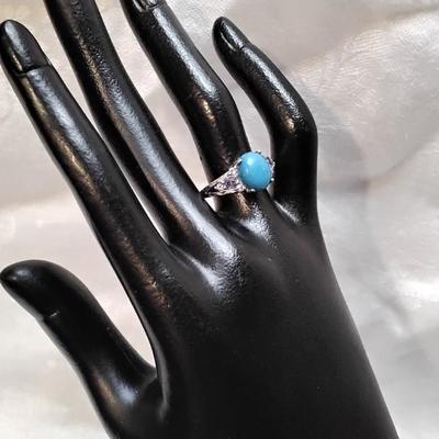 Vintage STS Sleeping Beauty Turquoise and Tanzanites 925 Ring Size 7