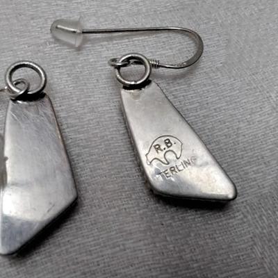 Navajo Running Bear Turquoise 925 Earrings