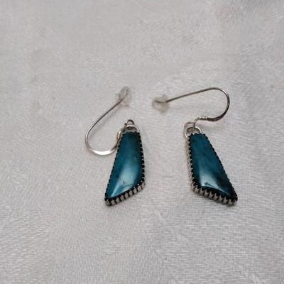 Navajo Running Bear Turquoise 925 Earrings