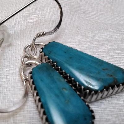 Navajo Running Bear Turquoise 925 Earrings