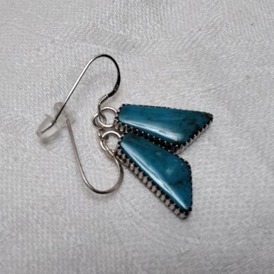 Navajo Running Bear Turquoise 925 Earrings