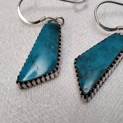 Navajo Running Bear Turquoise 925 Earrings