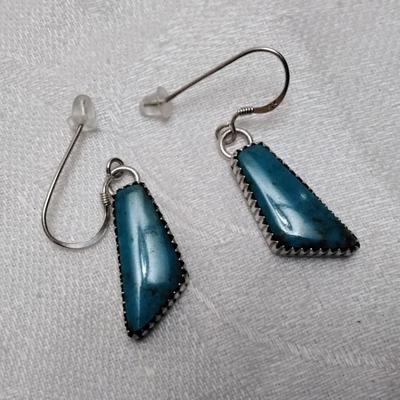 Navajo Running Bear Turquoise 925 Earrings