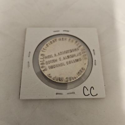 1969 Apollo 11 silver plated medal