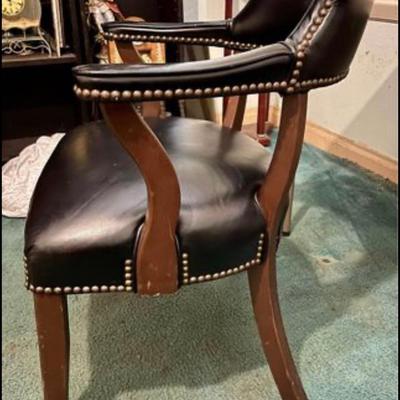 Vintage Pair of leather studded chairs