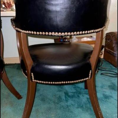Vintage Pair of leather studded chairs