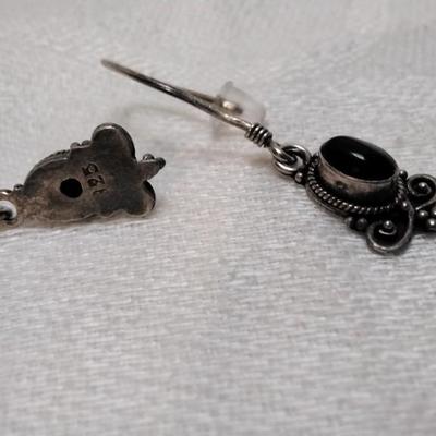 Antique Onyx 925 Earrings