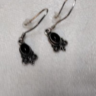 Antique Onyx 925 Earrings