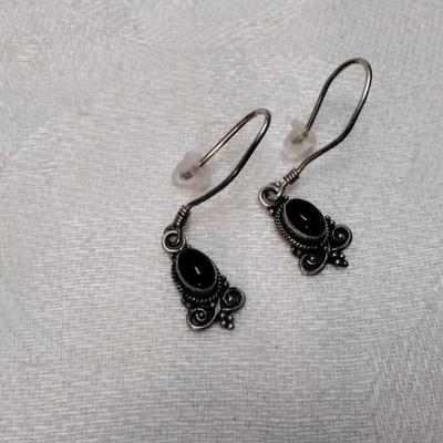 Antique Onyx 925 Earrings