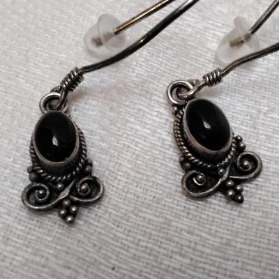 Antique Onyx 925 Earrings