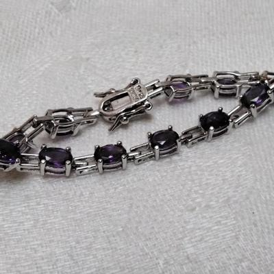 Vintage Ross Simons Amethyst 7" 925 Bracelet