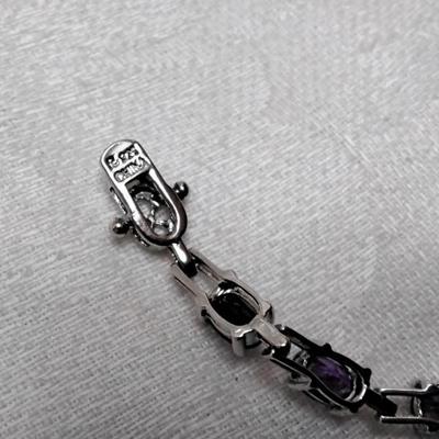 Vintage Ross Simons Amethyst 7" 925 Bracelet
