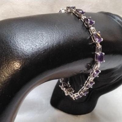 Vintage Ross Simons Amethyst 7" 925 Bracelet