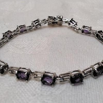 Vintage Ross Simons Amethyst 7" 925 Bracelet