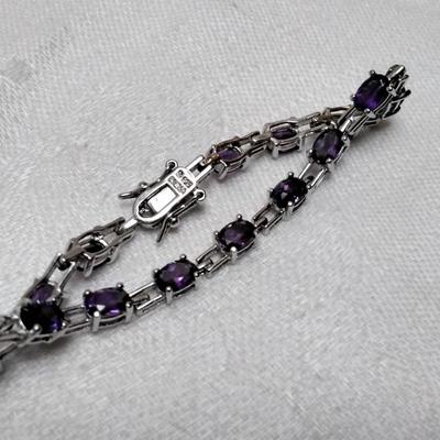 Vintage Ross Simons Amethyst 7" 925 Bracelet