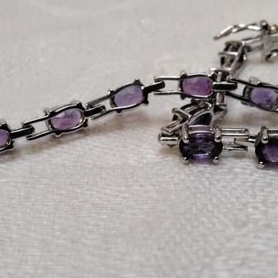 Vintage Ross Simons Amethyst 7" 925 Bracelet