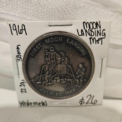 1969 moon landing white medal