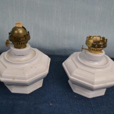 LOT 320  PAIR OF OIL LAMPS 9 INCH TALL