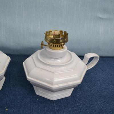 LOT 320  PAIR OF OIL LAMPS 9 INCH TALL