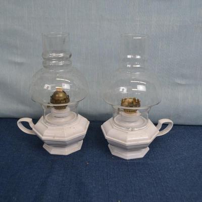 LOT 320  PAIR OF OIL LAMPS 9 INCH TALL