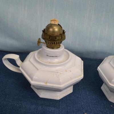 LOT 320  PAIR OF OIL LAMPS 9 INCH TALL