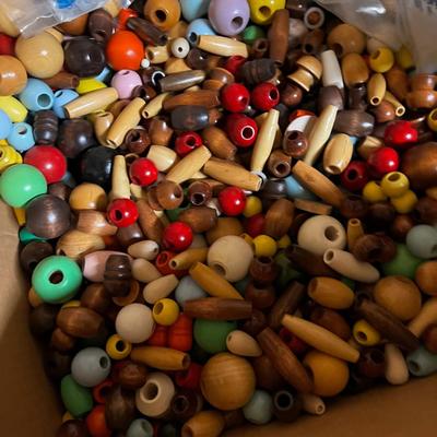 Giant Heavy Box of Wood Beads 