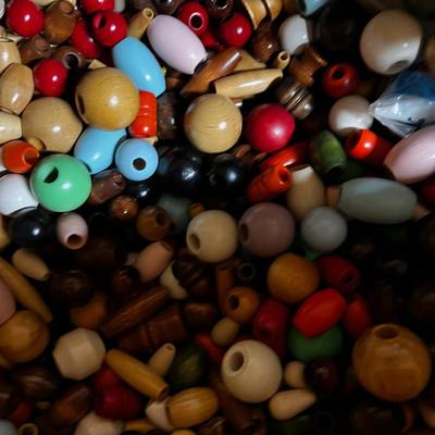 Giant Heavy Box of Wood Beads 