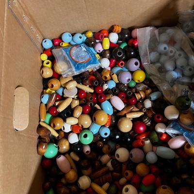 Giant Heavy Box of Wood Beads 