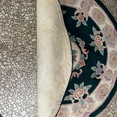 2 Rugs. Grey and Green Chinese Silk 