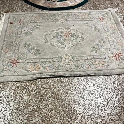 2 Rugs. Grey and Green Chinese Silk 