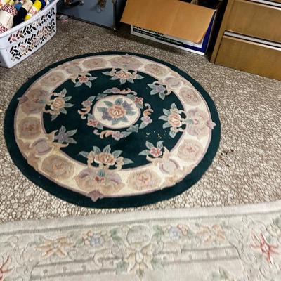 2 Rugs. Grey and Green Chinese Silk 