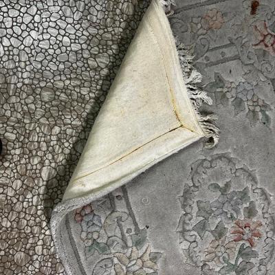 2 Rugs. Grey and Green Chinese Silk 