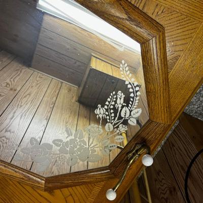 OAK Wall Mirror with Coat Hooks 