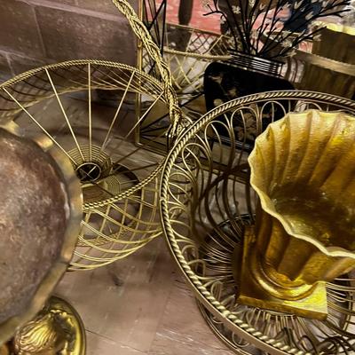 GOLDEN Lovely Lot of Metal Baskets and Planters, Cherubs etc.