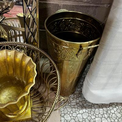 GOLDEN Lovely Lot of Metal Baskets and Planters, Cherubs etc.