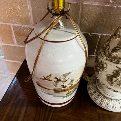 Ewer and a Lamp with Ducks on it. 