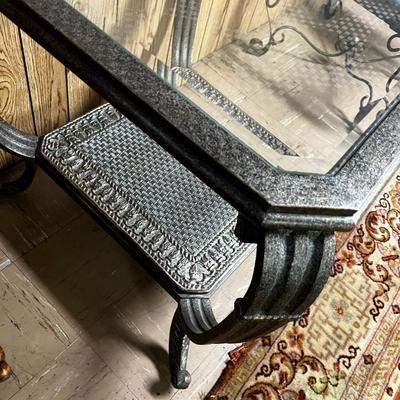LARGE Indoor or Outdoor Metal Glass Table 