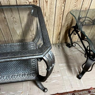 LARGE Indoor or Outdoor Metal Glass Table 