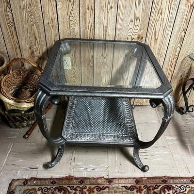 LARGE Indoor or Outdoor Metal Glass Table 