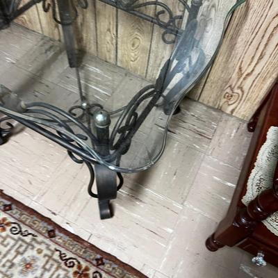 Wrought Iron and Beveled Glass End Table 