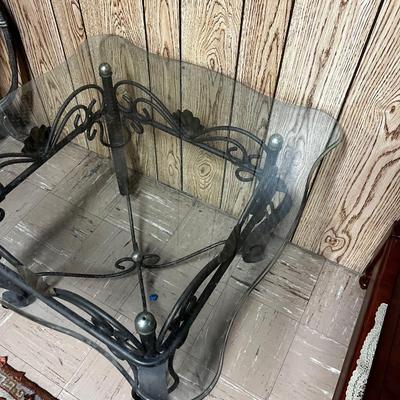 Wrought Iron and Beveled Glass End Table 