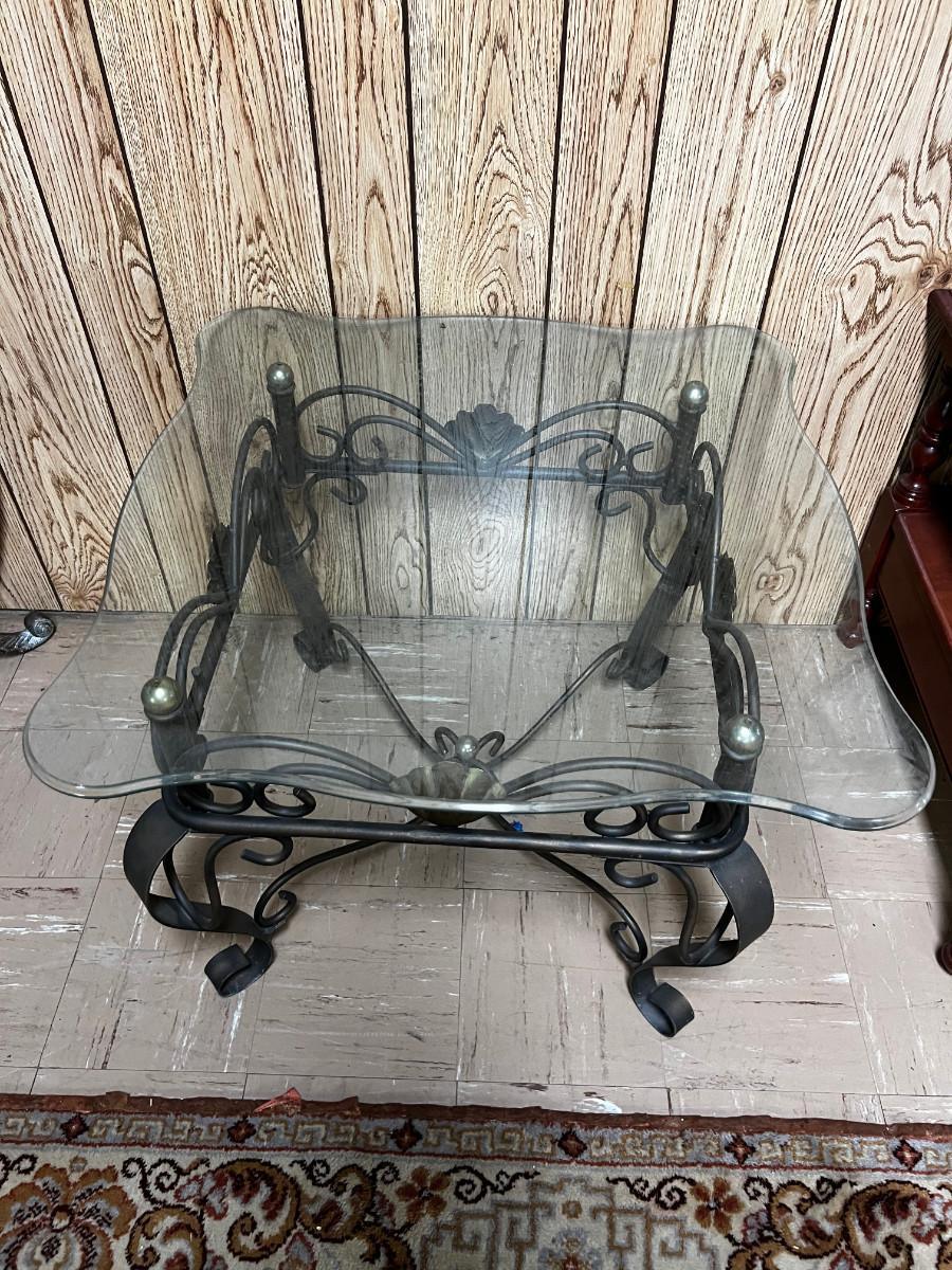 Wrought Iron and Beveled Glass End Table