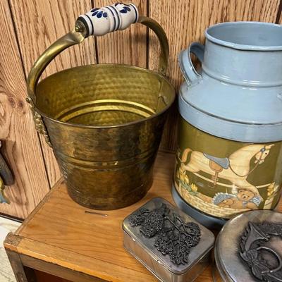 Metal Lot: Milk Can, Watering Can, Bucket