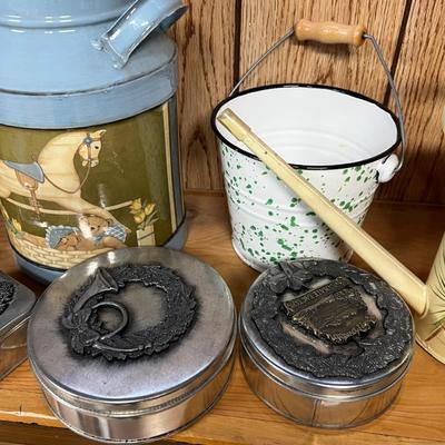 Metal Lot: Milk Can, Watering Can, Bucket