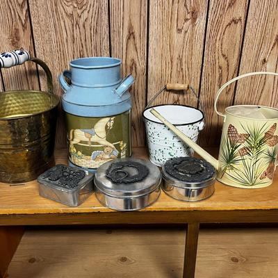 Metal Lot: Milk Can, Watering Can, Bucket